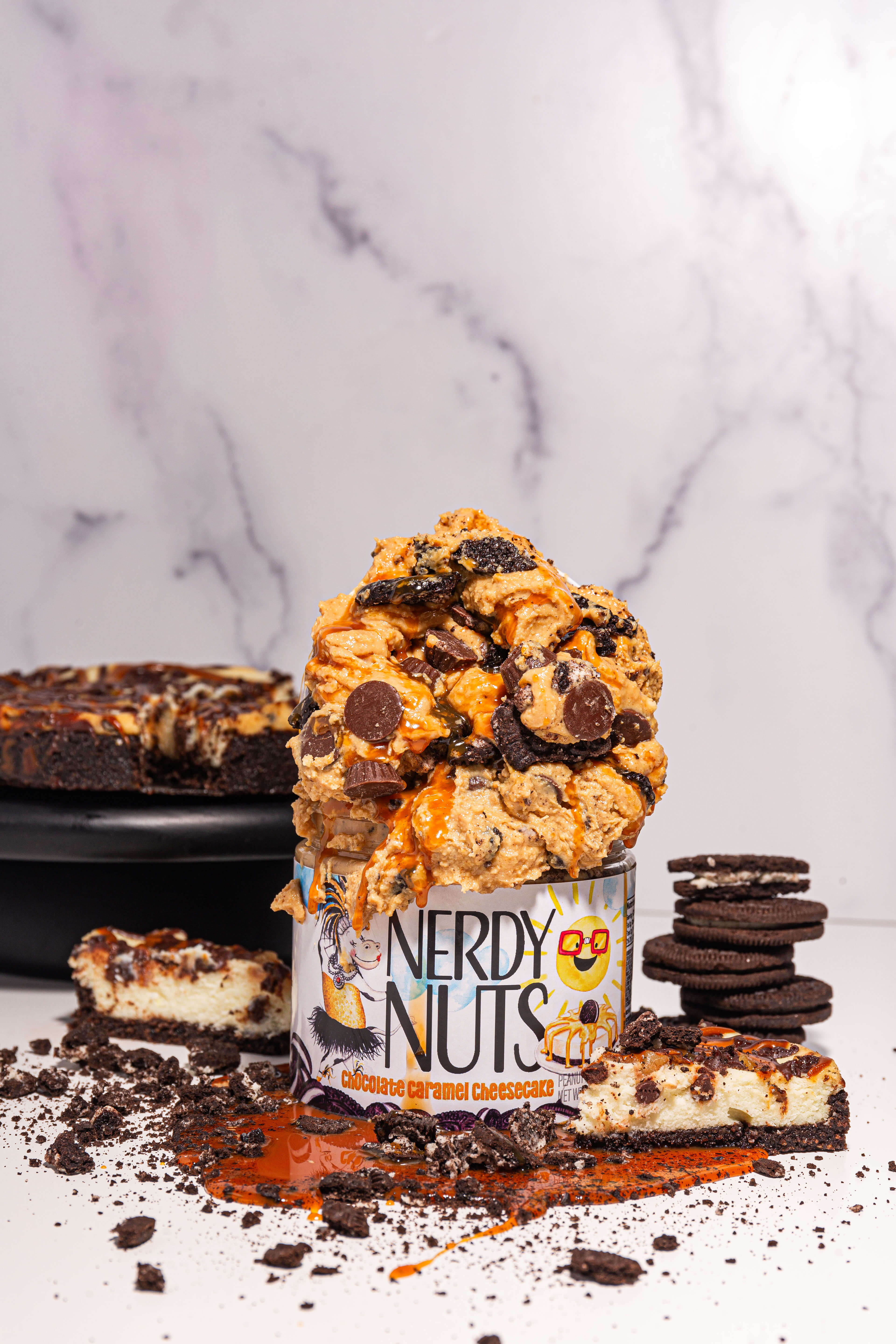 Chocolate Caramel Cheesecake Peanut Butter Treat | Nerdy Nuts