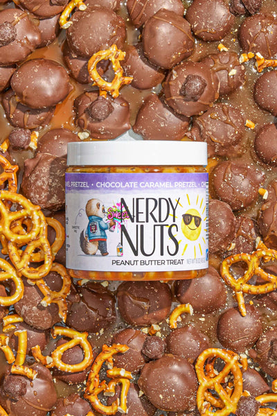 Chocolate Caramel Pretzel Peanut Butter Treat | Nerdy Nuts
