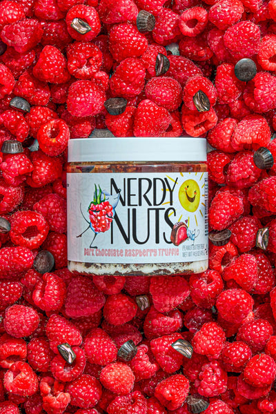 Dark Chocolate Raspberry Truffle Peanut Butter Treat | Nerdy Nuts