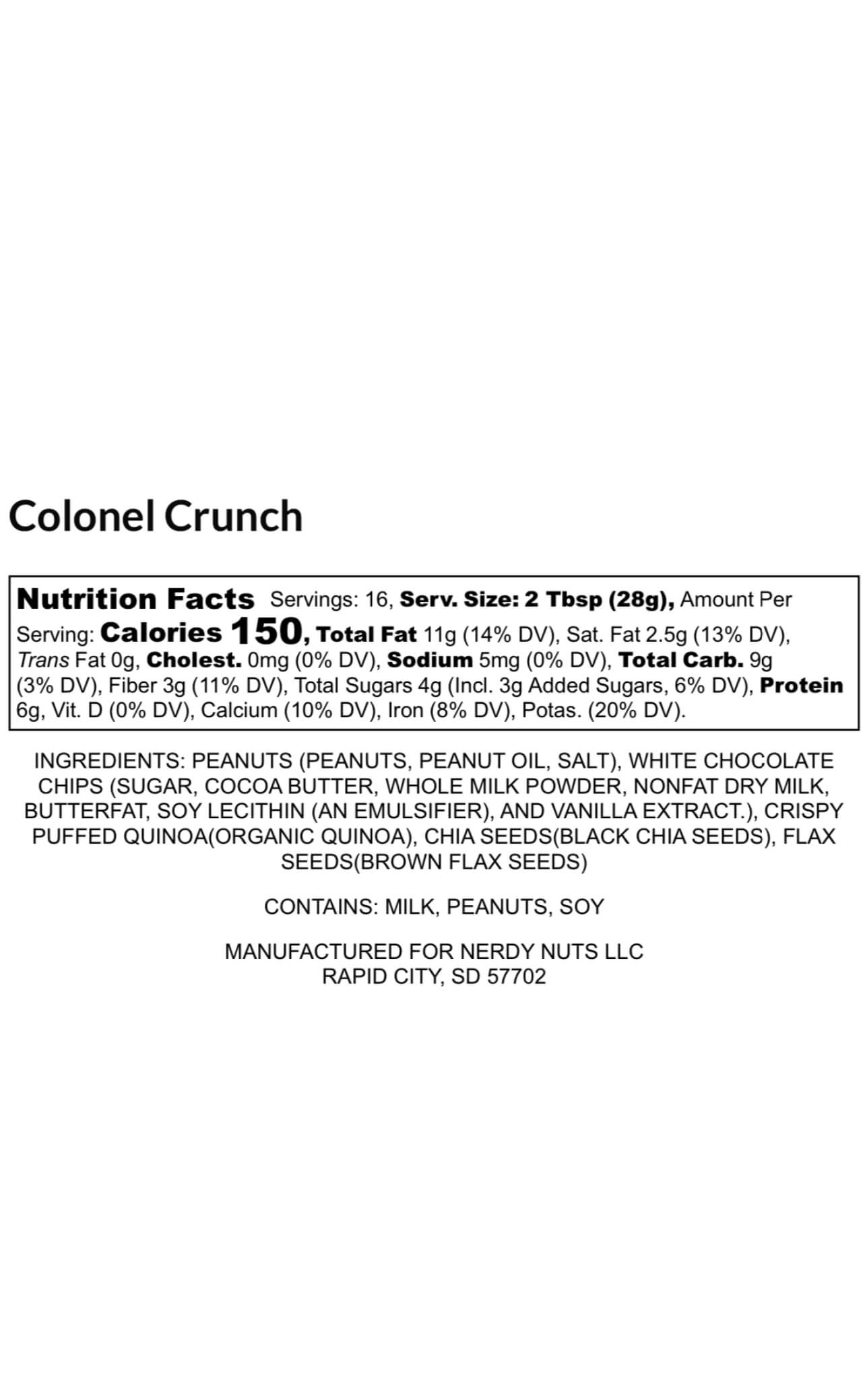 Colonel Crunch Colonel Crunch Peanut Butter Treat | Nerdy Nuts