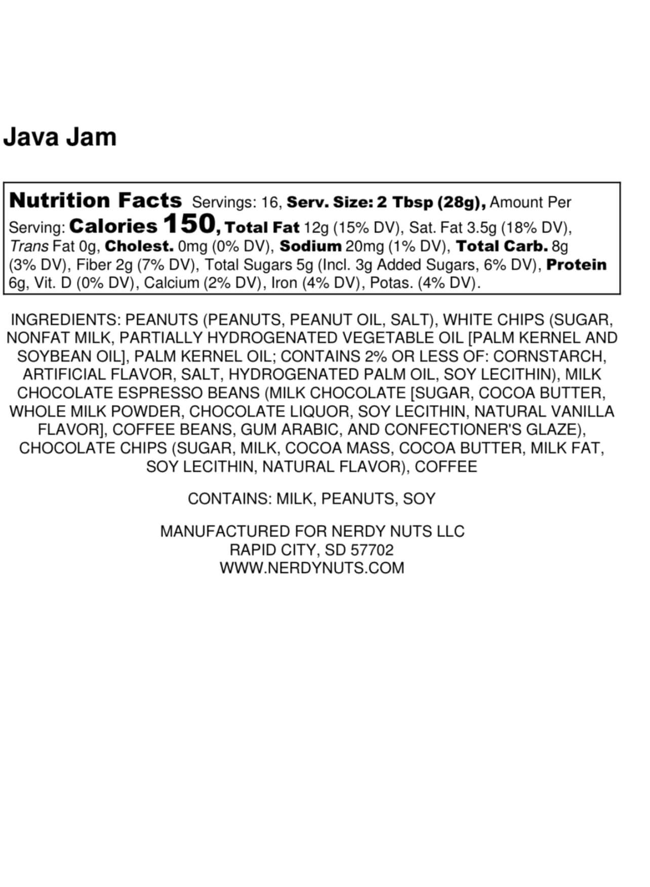 Java Jam Peanut Butter | Nerdy Nuts